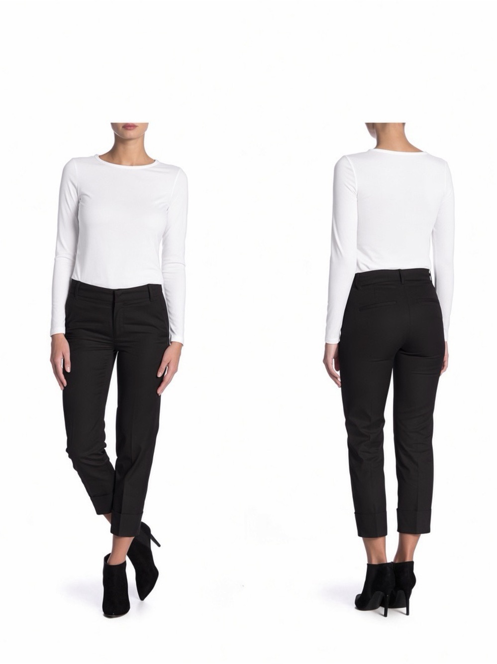 vince oversized cuffed coin pocket casual crop trousers black pants sz 8